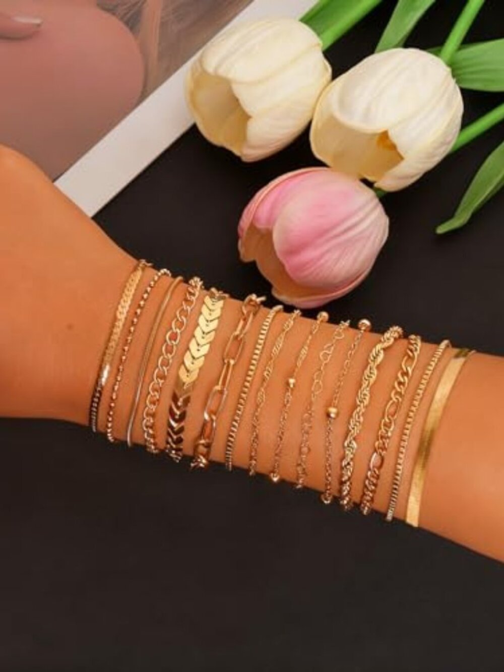 New - 15PCS Gold Bracelets for Women Dainty Bracelets Stack Set Trendy Gold